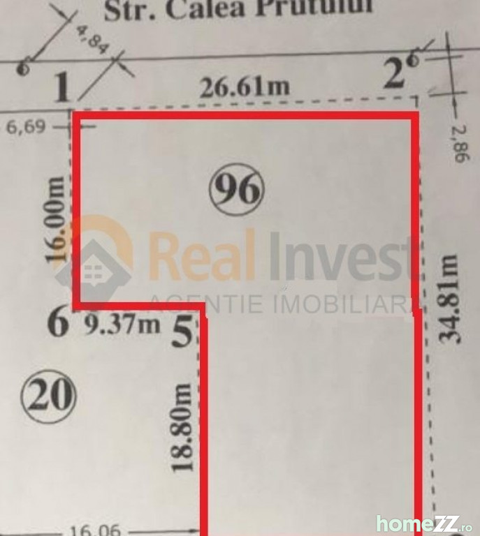 Teren intavilan 750 mp Calea Prutului