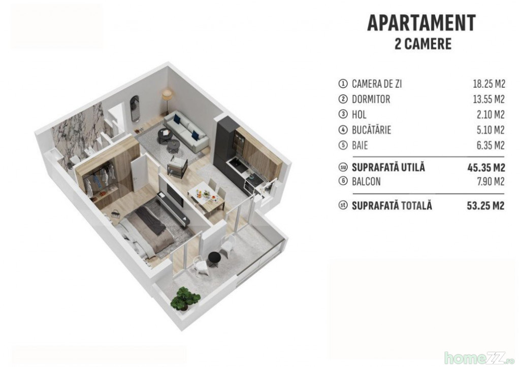 Apartament 2 camere, Centura