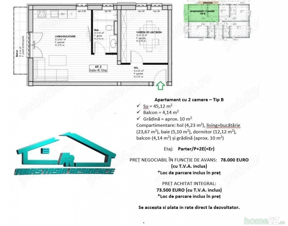 Apartament 2 camere, Central, comision 0%