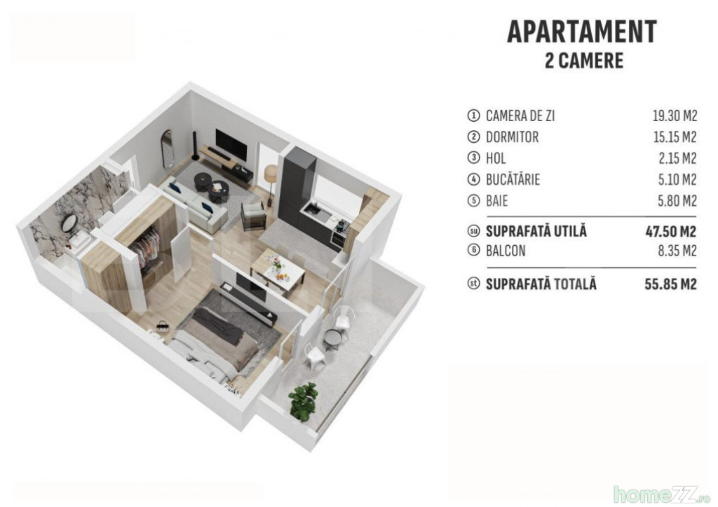 Apartament 2 camere, Centura