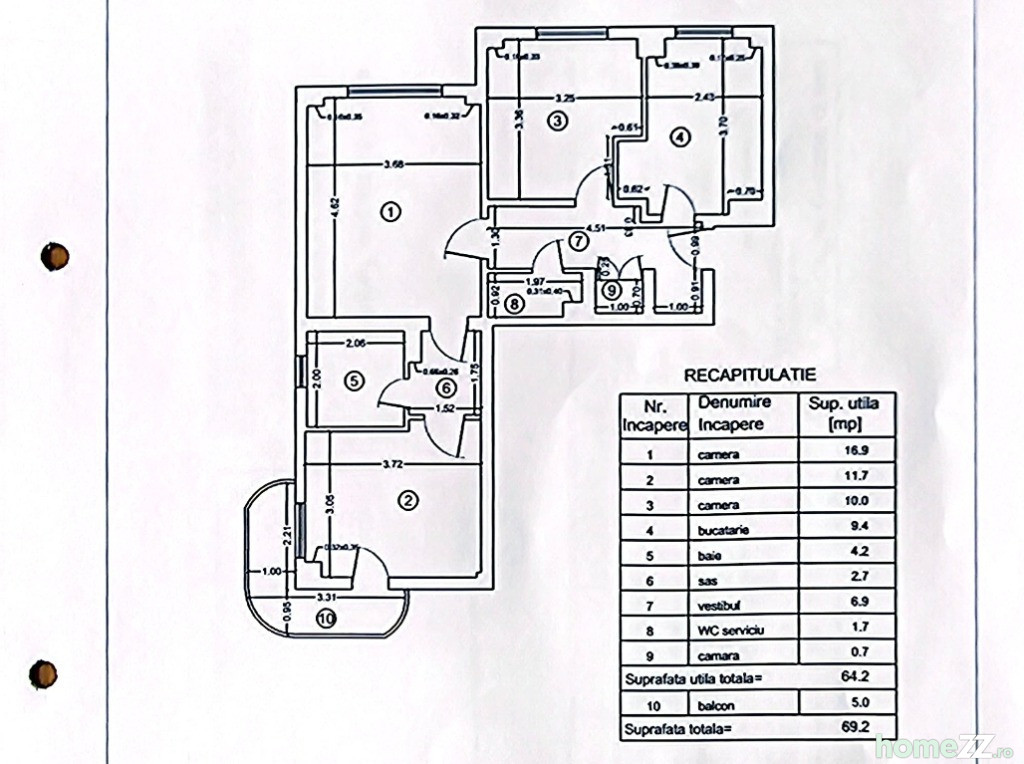 Apartament 3 camere, Tineretului