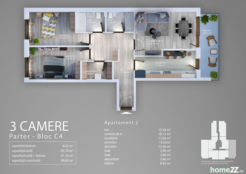 Apartament 3 camere, Metalurgiei