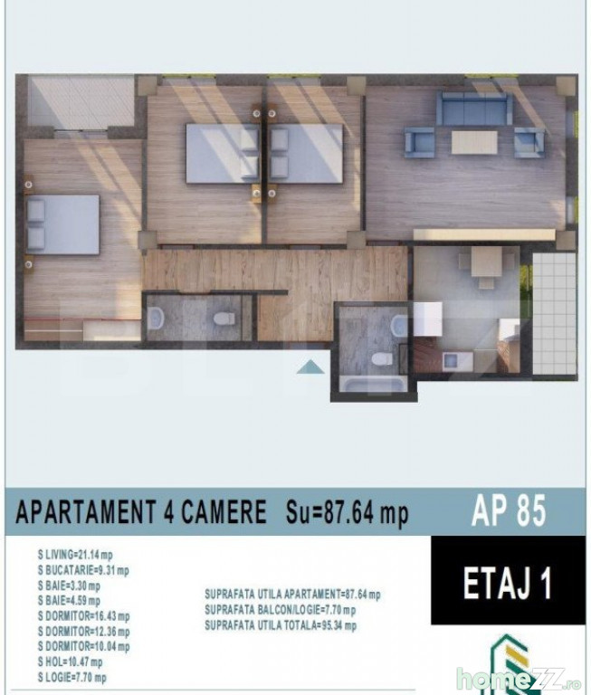 Apartament 4 camere, Calea Moldovei