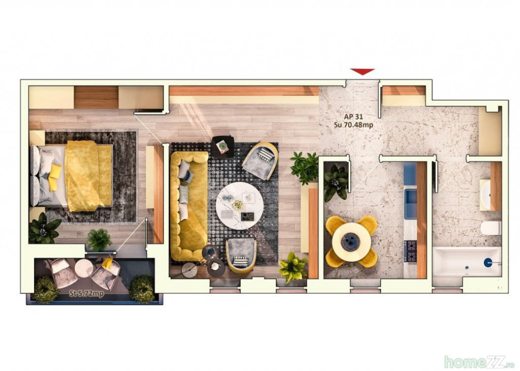Apartament 2 camere, Marasti