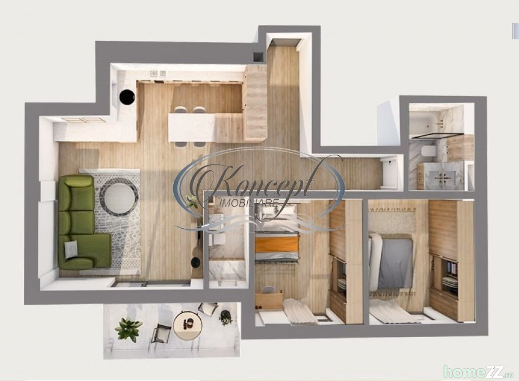 Apartament 3 camere, Semicentral
