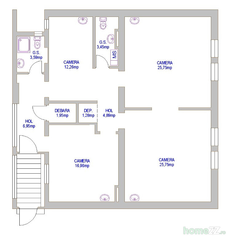 Apartament 4 camere, Central