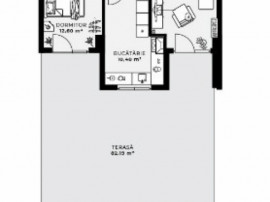 Apartament de 2 camere, 55 mp, terasa de 82 mp, cartier Borh
