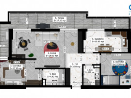 Antiaeriană - Apartament 3 camere Tip D