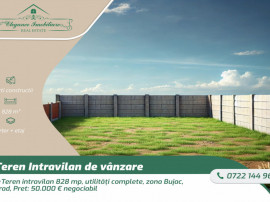 Teren intravilan 828 mp, utilități complete, zona Bujac, A