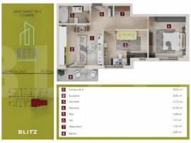 Apartament 3 camere, semifinisat, TVA Inclus, ansamblul Beta