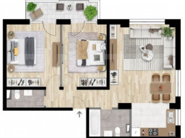 Apartament 3 camere, 70 mp, 2 bai, constructie noua, zona Iu