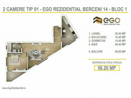ULTIMELE Ap 2 Camere EGO 14 - Metrou Berceni (Tip 01)