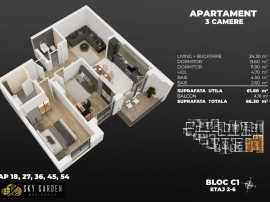 3cam,2bai, dec.(living deschis cu buc), la 3min de metrou...