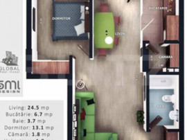 Apartament 2 camere, intermediar, balcon, CF, parcare, boxa,
