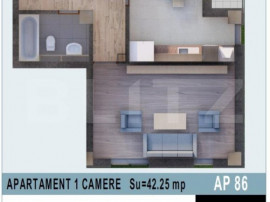 Apartament de 1 camera 42mp utili, bloc nou, Calea Moldovei
