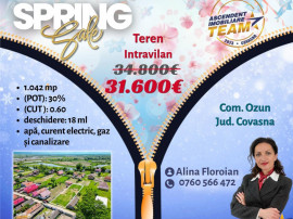 Oportunitate pe 1.100 mp intravilan, pregatit,Ozun,10 min de