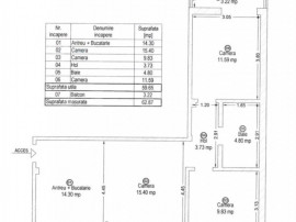 Apartament 3 camere, 63 mp, zona Piata Maria