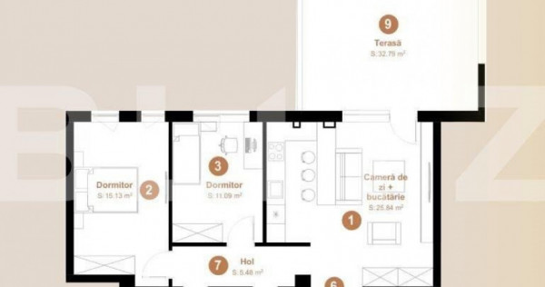 Apartament 3 camere, 71,79 mp + terasa 32,79, zona exclusivi