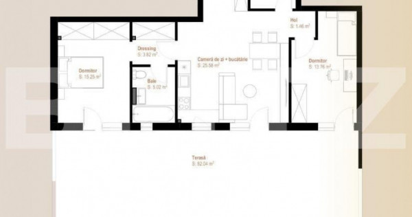 Apartament 3 camere decomandate, 74,96 mp + terasa 82,04 mp,