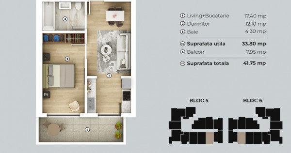 [5 minute metrou Berceni] Apartament 2 camere tip studio