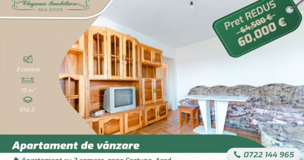Apartament cu 3 camere, zona Fortuna, Arad