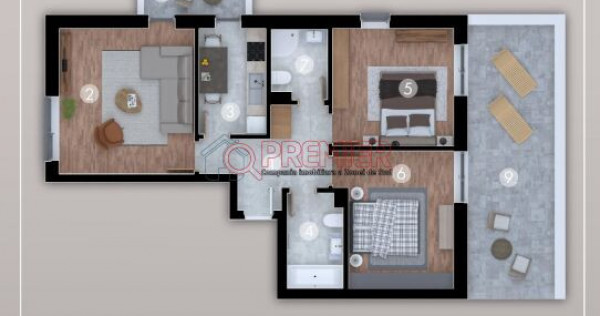 3 camere cu 2 balcoane de 27 mp - Popesti Leordeni -