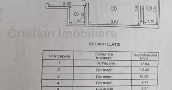 Ap. 4 cam conf.1 Plantelor 83mp etaj intermediar 2 balcoane