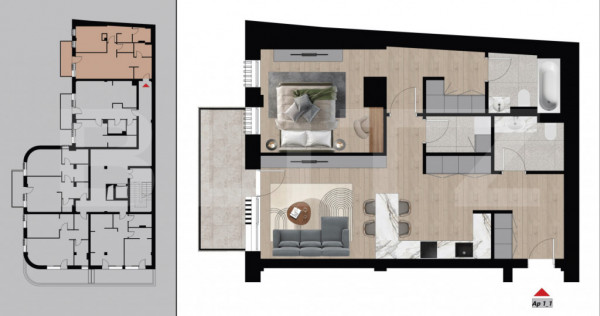 Apartament exclusivist, 64 mp, 2 băi, bloc nou &ndash;&nbsp;Zona&nbsp;D