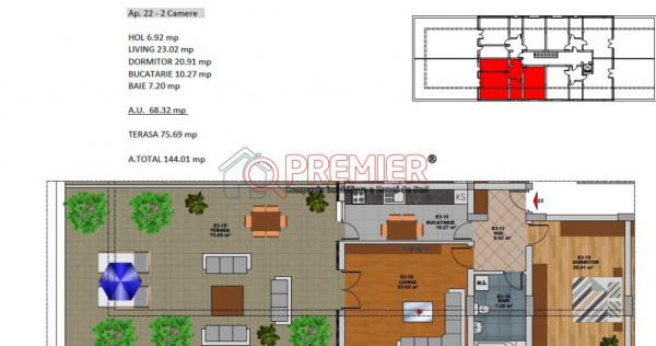 Apartament cu terasa de 76 mp - Popesti Leordeni