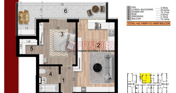 Metrou Berceni - 2 camere cu terasa 13 mp