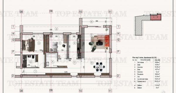 Apartament 3 camere 2 bai bloc nou metrou 1 Decembrie 1918