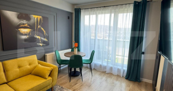 Apartament mobilat si utilat, terasa de 14 mp, parcare subte