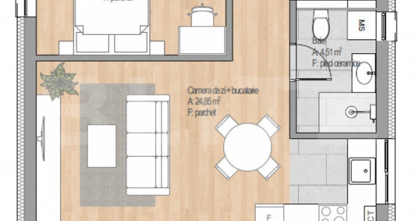 Apartament 2 camere, 43.11 mp, finisat nou, etajul 2, garaj,