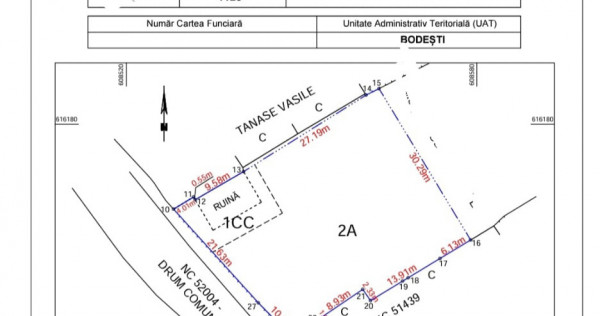 Teren intravilan Bodești 564mp