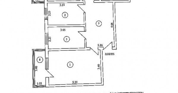 Apartament spațios cu 4 camere, 84 MP