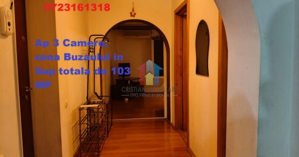 3 camere, 103MP , decomandat, bloc cu lift, Buzaului