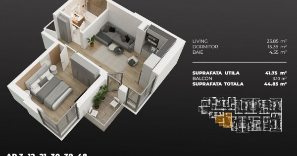 Garsoniera dec 3min metrou Berceni