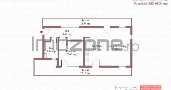 4 camere cu terasa de 22 mp, 3 bai, etaj 1/3, FINISAT MOD...