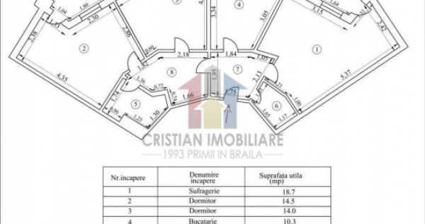 Hexagoane 3 camere 96 mp vedere la Dunare etaj intermediar