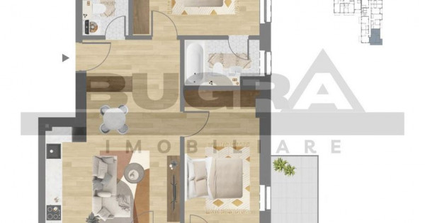 Apartament 3 camere, 72 mp, terasa, garaj, zona C. Coposu