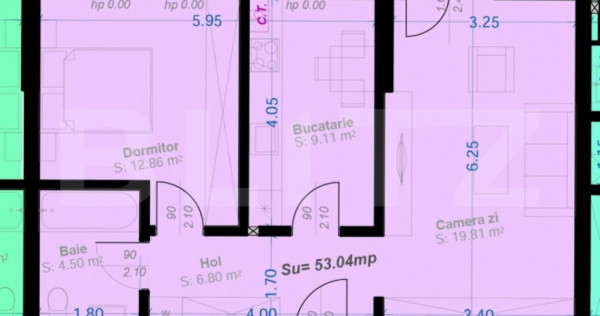 ​Apartament 2 Camere, 53mp | Zona Aradului | Etaj 1