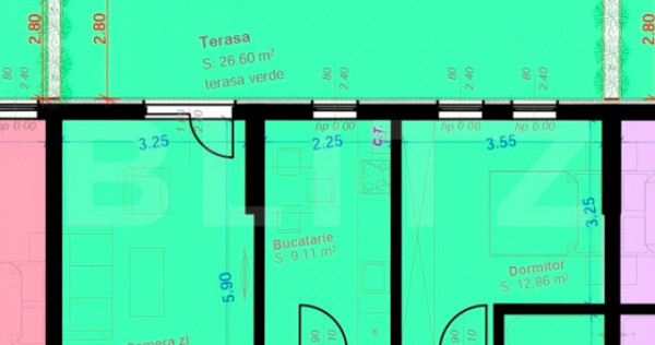 ​Titlu: Apartament 2 Camere, Decomandat | Terasă 27 mp |