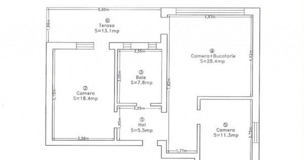 Apartament 3 camere, 73 mp, terasa, Buna Ziua