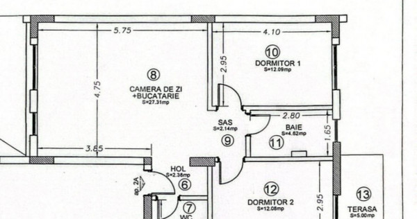 Apartament 3 camere, 64 mp, zona Semicentral