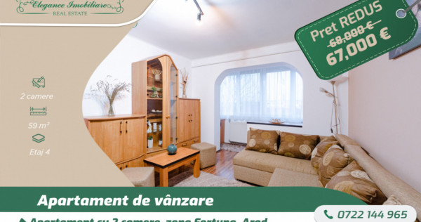 Apartament cu 2 camere, zona Fortuna, Arad