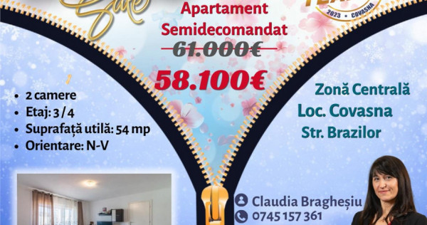 FILM! Apartament 2 camere, luminos, parcare, in centrul stat