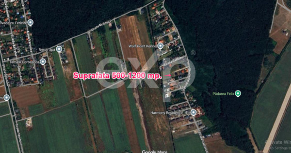 De vanzare teren intravilan intre 500-1200 mp langa padure