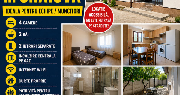 Chirie Cazare ieftina/spatiu comercial Cazare muncitori Echipe Depozit