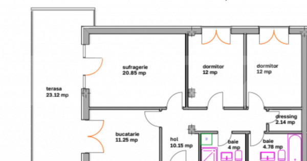 Apartamente spațioase cu 3 camere, balcon și dressing &ndash;