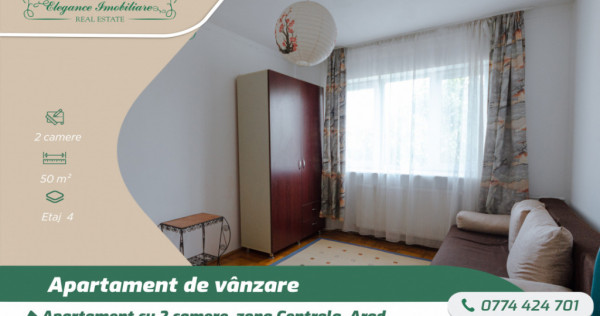 Apartamnet cu 2 camere,zona Centrala, Arad